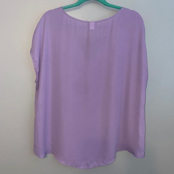 Torrid Lavender Purple Georgette Black Lace Inset Blouse Size 00 Large - Picture 4 of 5
